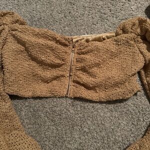 Fashion Nova Tan Textured Crop Top